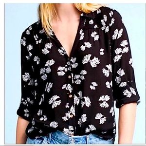Maeve Emory Black & White Bow Print Blouse